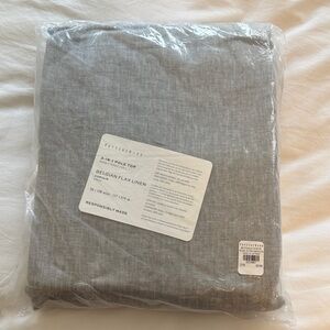 Pottery Barn Belgian Flax Linen 3 in 1 pole top curtain panel color: flagstone